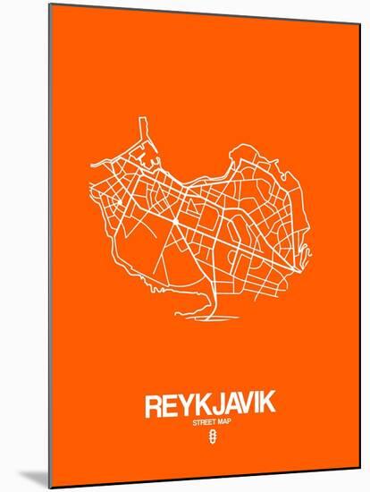 Reykjavik Street Map Orange-NaxArt-Mounted Art Print