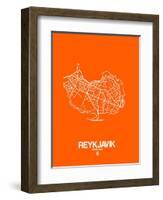 Reykjavik Street Map Orange-NaxArt-Framed Art Print