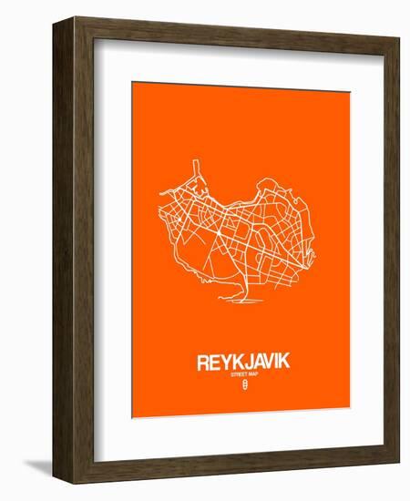 Reykjavik Street Map Orange-NaxArt-Framed Art Print