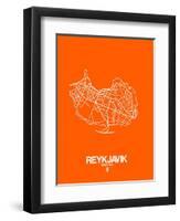 Reykjavik Street Map Orange-NaxArt-Framed Art Print