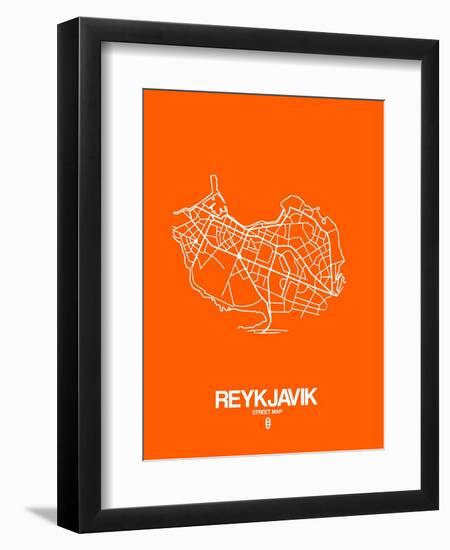 Reykjavik Street Map Orange-NaxArt-Framed Art Print