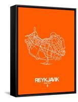 Reykjavik Street Map Orange-NaxArt-Framed Stretched Canvas