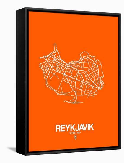 Reykjavik Street Map Orange-NaxArt-Framed Stretched Canvas