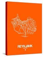 Reykjavik Street Map Orange-NaxArt-Stretched Canvas