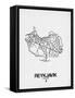 Reykjavik Street Map White-NaxArt-Framed Stretched Canvas