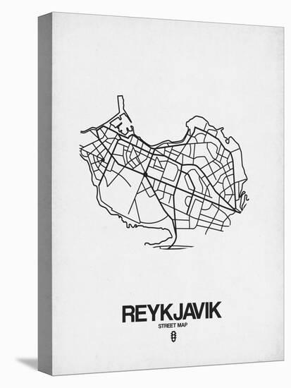 Reykjavik Street Map White-NaxArt-Stretched Canvas