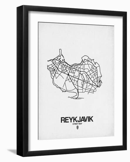 Reykjavik Street Map White-NaxArt-Framed Art Print