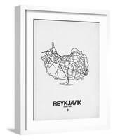 Reykjavik Street Map White-NaxArt-Framed Art Print