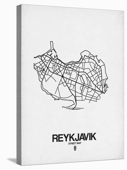 Reykjavik Street Map White-NaxArt-Stretched Canvas