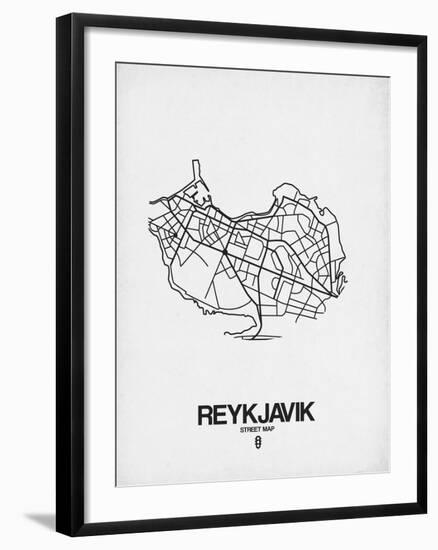 Reykjavik Street Map White-NaxArt-Framed Art Print