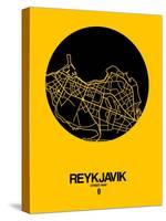 Reykjavik Street Map Yellow-NaxArt-Stretched Canvas