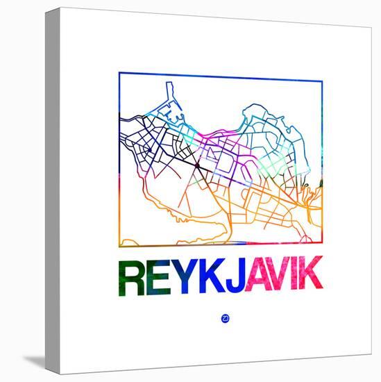 Reykjavik Watercolor Street Map-NaxArt-Stretched Canvas