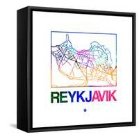 Reykjavik Watercolor Street Map-NaxArt-Framed Stretched Canvas