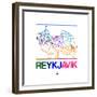 Reykjavik Watercolor Street Map-NaxArt-Framed Premium Giclee Print