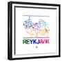 Reykjavik Watercolor Street Map-NaxArt-Framed Premium Giclee Print