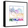 Reykjavik Watercolor Street Map-NaxArt-Framed Stretched Canvas