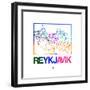 Reykjavik Watercolor Street Map-NaxArt-Framed Premium Giclee Print