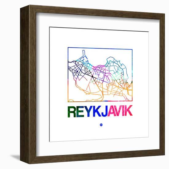 Reykjavik Watercolor Street Map-NaxArt-Framed Art Print