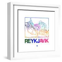 Reykjavik Watercolor Street Map-NaxArt-Framed Art Print