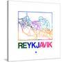 Reykjavik Watercolor Street Map-NaxArt-Stretched Canvas