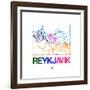 Reykjavik Watercolor Street Map-NaxArt-Framed Art Print