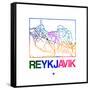 Reykjavik Watercolor Street Map-NaxArt-Framed Stretched Canvas