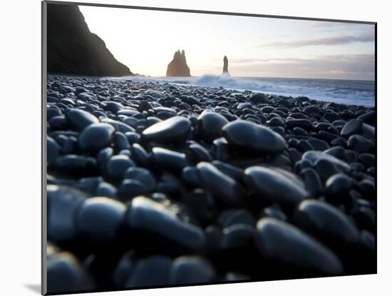 Reynisdrangar Rock Formations and Black Beach, Vik, Iceland-Peter Adams-Mounted Photographic Print