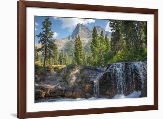 Reynolds Mountain and Virginia Falls, Glacier National Park, Montana, USA-Roddy Scheer-Framed Photographic Print