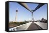 Rheinturm Tower and Frank Gehry Buildings at Media Harbour (Medienhafen)-Markus Lange-Framed Stretched Canvas