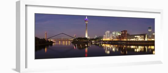 Rheinturm Tower and Gehry Buildings at Dusk, Media Harbour, Dusseldorf, North Rhine Westphalia-null-Framed Photographic Print