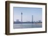 Rheinturm Tower and Rheinkniebrucke Bridge, Dusseldorf, North Rhine Westphalia, Germany-null-Framed Photographic Print