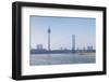 Rheinturm Tower and Rheinkniebrucke Bridge, Dusseldorf, North Rhine Westphalia, Germany-null-Framed Photographic Print