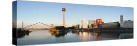 Rheinturm Tower with Neuer Zollhof Buildings at Media Harbour, Dusseldorf-null-Stretched Canvas