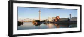 Rheinturm Tower with Neuer Zollhof Buildings at Media Harbour, Dusseldorf-null-Framed Photographic Print