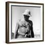 Rhesus Monkey Climbing on a Man's Chest at a Monkey Colony-Hansel Mieth-Framed Premium Photographic Print