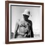 Rhesus Monkey Climbing on a Man's Chest at a Monkey Colony-Hansel Mieth-Framed Premium Photographic Print