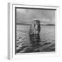 Rhesus Monkey Sitting in Water Up to His Chest-Hansel Mieth-Framed Photographic Print