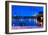 Rhine Bridge and Cathedral of Cologne Above the River Rhine at Night-Michael Runkel-Framed Photographic Print