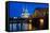 Rhine Bridge and Cathedral of Cologne Above the River Rhine at Night-Michael Runkel-Framed Stretched Canvas