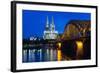 Rhine Bridge and Cathedral of Cologne Above the River Rhine at Night-Michael Runkel-Framed Photographic Print