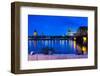 Rhine Bridge and Cathedral of Cologne Above the River Rhine at Night-Michael Runkel-Framed Photographic Print