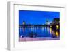 Rhine Bridge and Cathedral of Cologne Above the River Rhine at Night-Michael Runkel-Framed Photographic Print