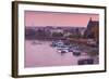 Rhine riverfront at dusk, Bonn, North Rhine-Westphalia, Germany-null-Framed Photographic Print