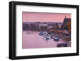 Rhine riverfront at dusk, Bonn, North Rhine-Westphalia, Germany-null-Framed Photographic Print