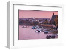 Rhine riverfront at dusk, Bonn, North Rhine-Westphalia, Germany-null-Framed Photographic Print