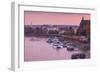 Rhine riverfront at dusk, Bonn, North Rhine-Westphalia, Germany-null-Framed Photographic Print