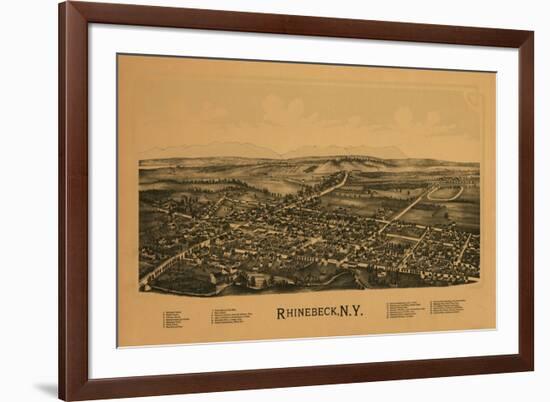 Rhinebeck, New York - Panoramic Map-Lantern Press-Framed Premium Giclee Print