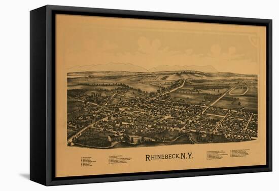 Rhinebeck, New York - Panoramic Map-Lantern Press-Framed Stretched Canvas