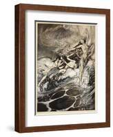 Rhinemaidens obtain possession of ring, illustration from 'Siegfried and the Twilight of Gods'-Arthur Rackham-Framed Giclee Print