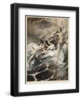 Rhinemaidens obtain possession of ring, illustration from 'Siegfried and the Twilight of Gods'-Arthur Rackham-Framed Giclee Print